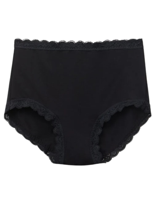 Calcinha Cullote Em Algodão e Renda – Preto