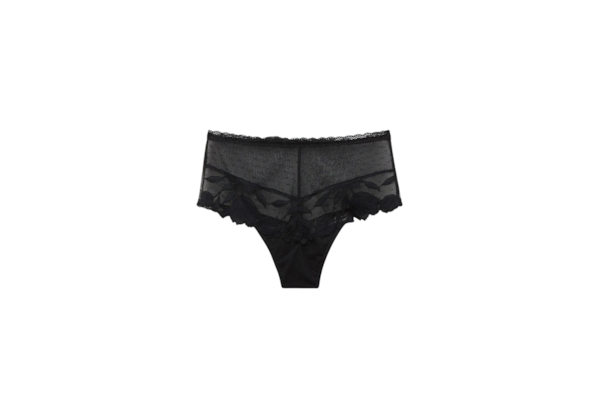 Calcinha Culotte Brasileira De Cintura Alta All About Flowers - Preto