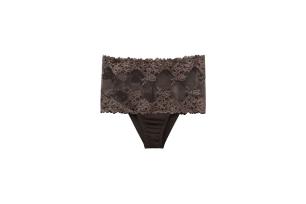 Calcinha Culotte Brasileira De Cintura Alta Pretty Flowers - Marrom