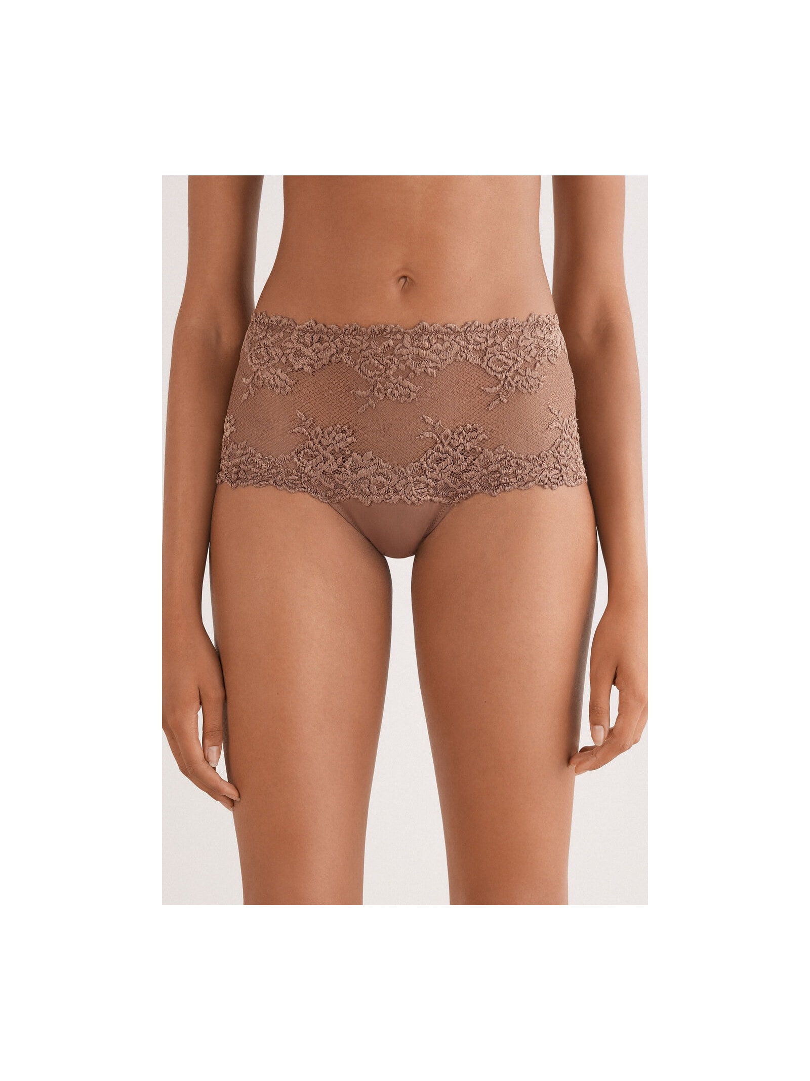 Calcinha Culotte Brasileira De Cintura Alta Pretty Flowers Marrom Intimissimi