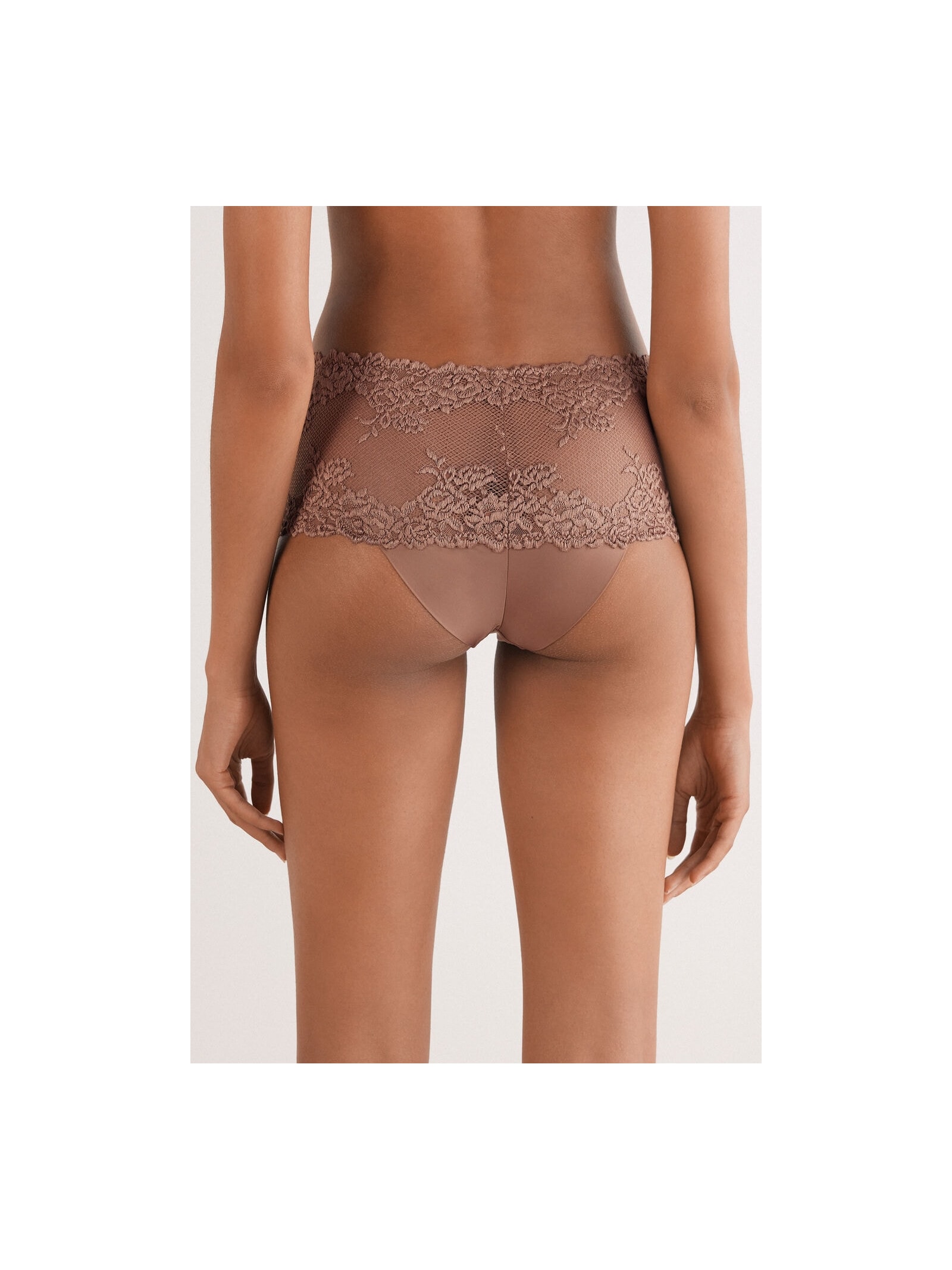 Calcinha Culotte Brasileira De Cintura Alta Pretty Flowers Marrom Intimissimi