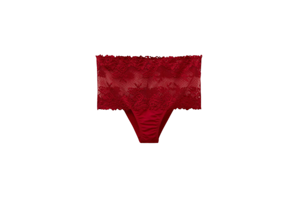 Calcinha Culotte Brasileira De Cintura Alta Pretty Flowers - Vermelho