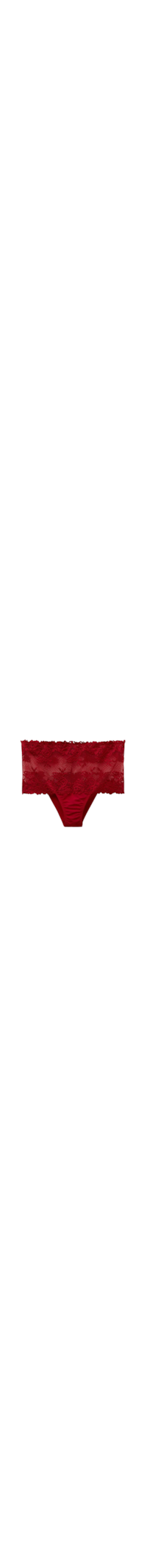Calcinha Culotte Brasileira De Cintura Alta Pretty Flowers - Vermelho