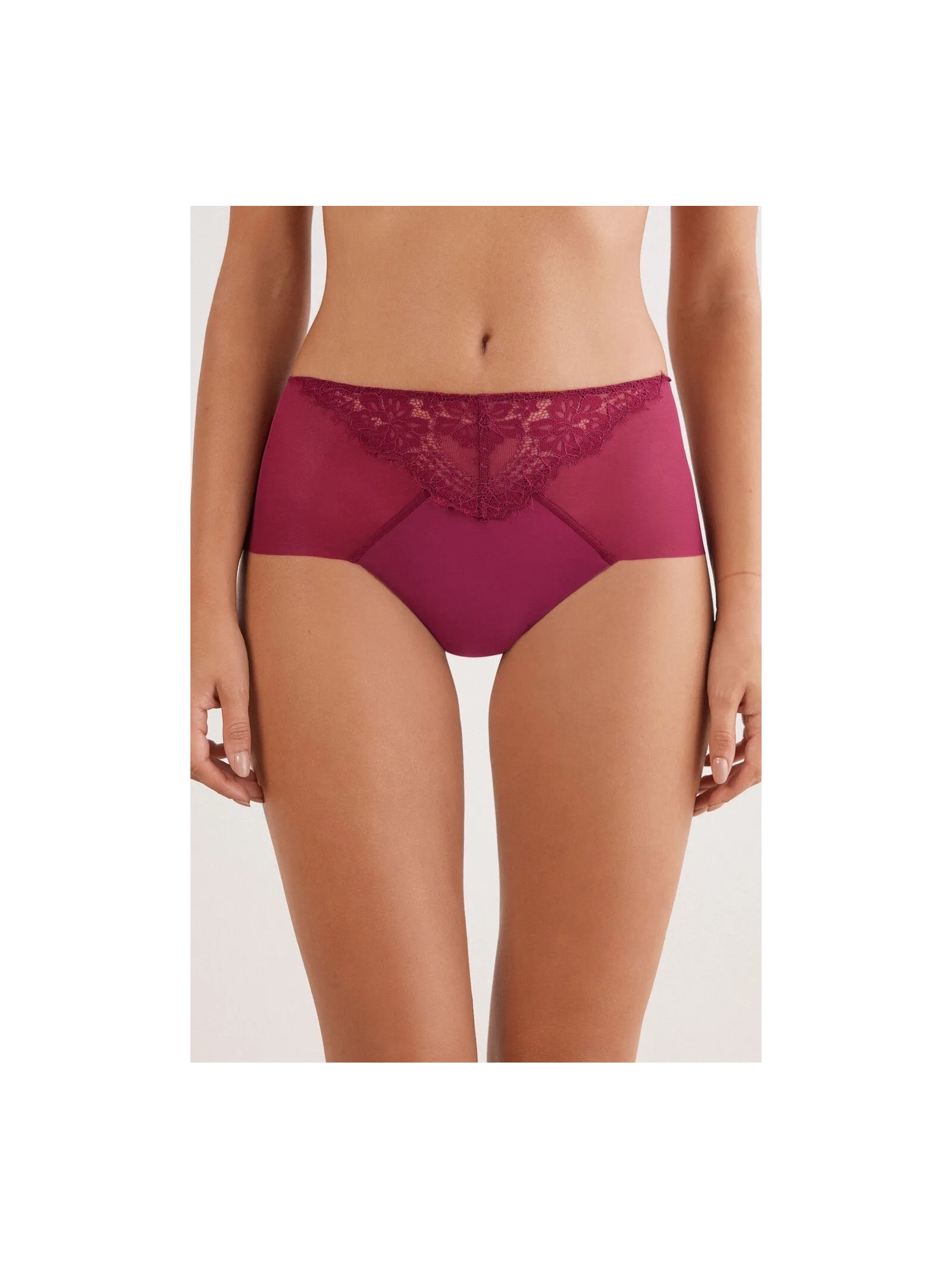 Calcinha Culotte Brasileira De Cintura Alta Sheer Glamour Bordô Intimissimi