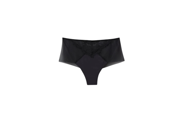 Calcinha Culotte Brasileira De Cintura Alta Sheer Glamour - Preto
