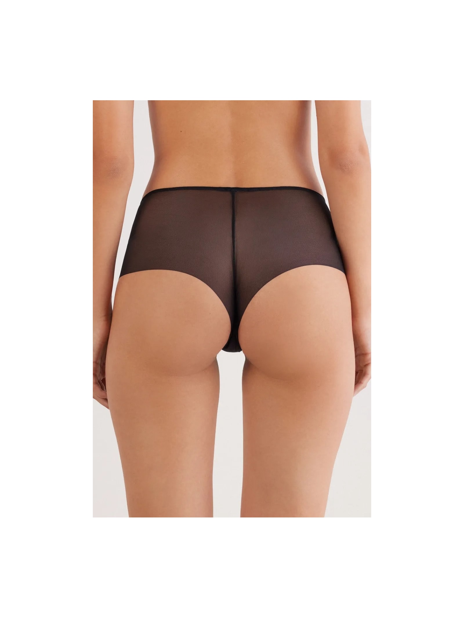 Calcinha Culotte Brasileira De Cintura Alta Sheer Glamour Preto Intimissimi