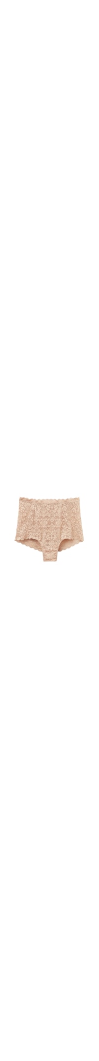 Calcinha Culotte De Cintura Alta Em Renda - Bege