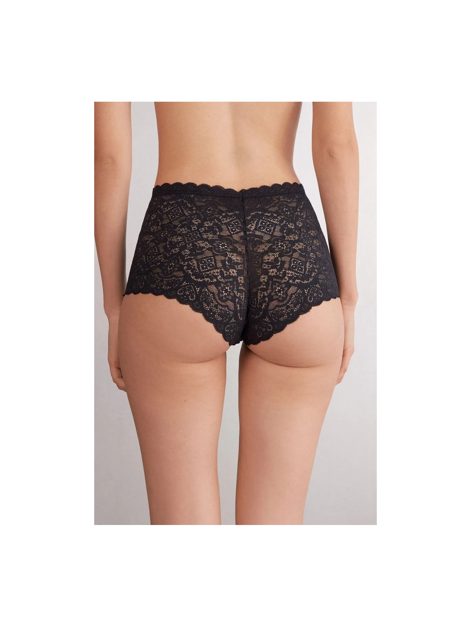 Calcinha Culotte De Cintura Alta Em Renda Preto Intimissimi