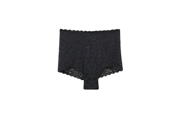 Calcinha Culotte De Cintura Alta Em Renda - Preto