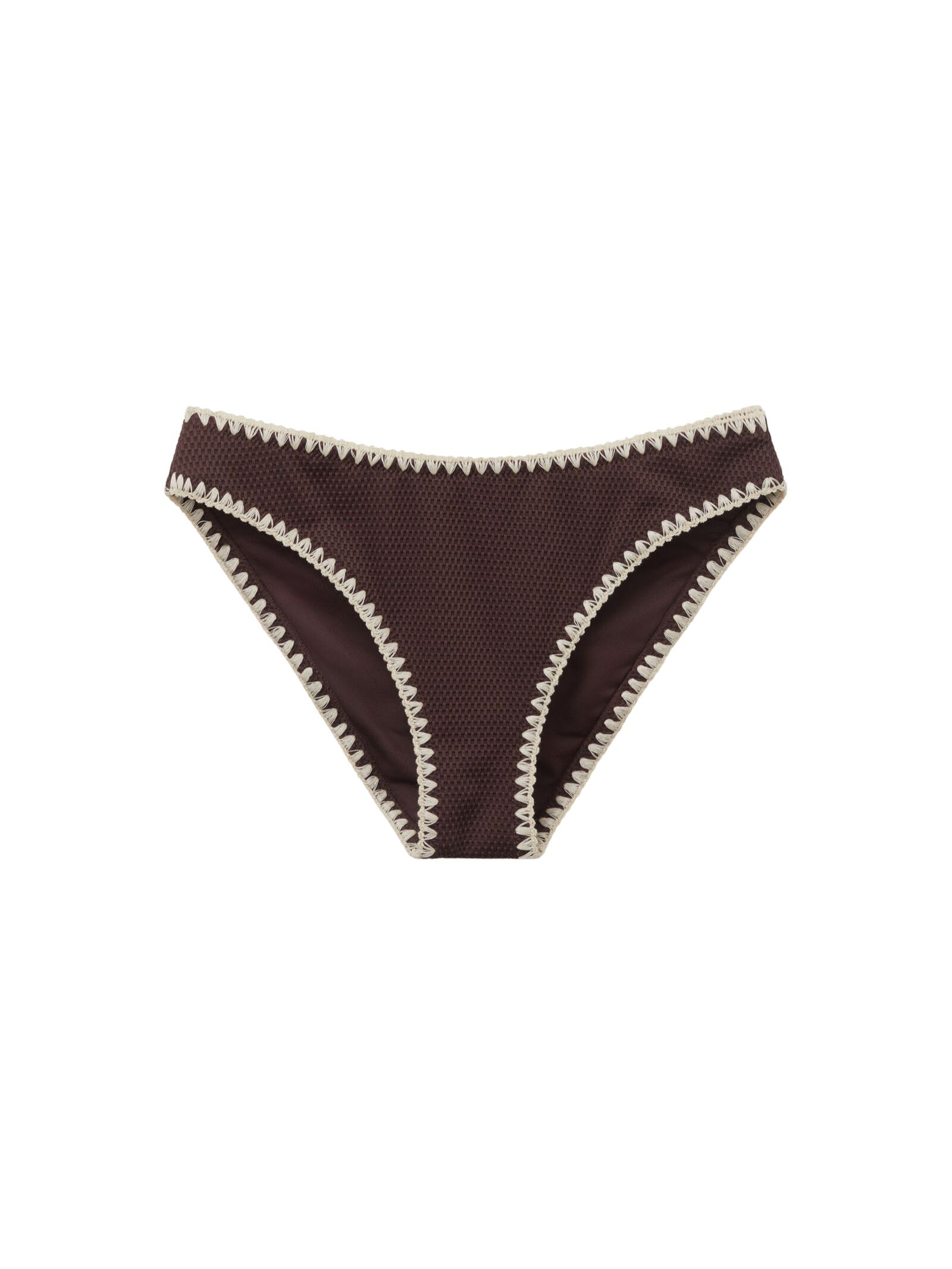 Calcinha De Biquíni Bicolor Embroidery Marrom Calzedonia