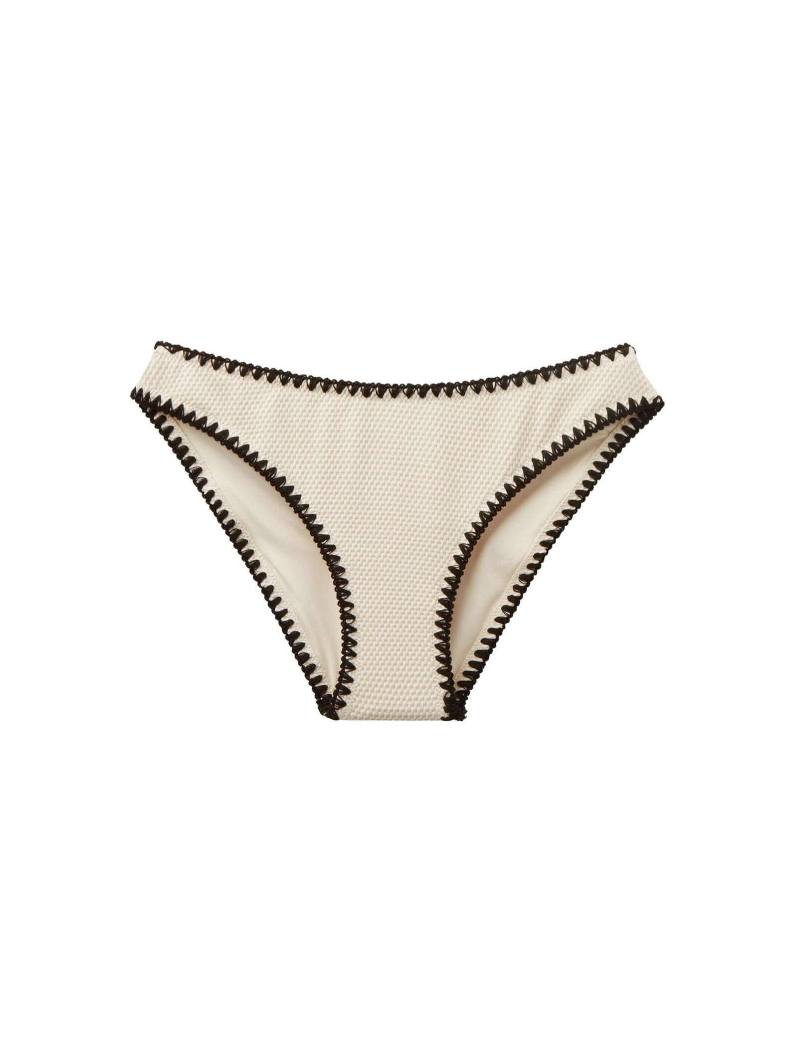 Calcinha De Biquíni Bicolor Embroidery Off-White Calzedonia