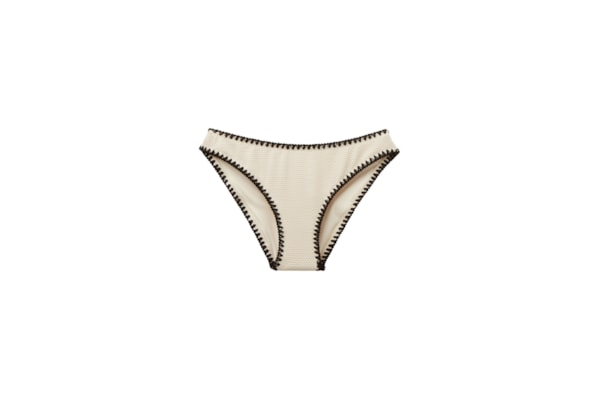 Calcinha De Biquíni Bicolor Embroidery - Off-White
