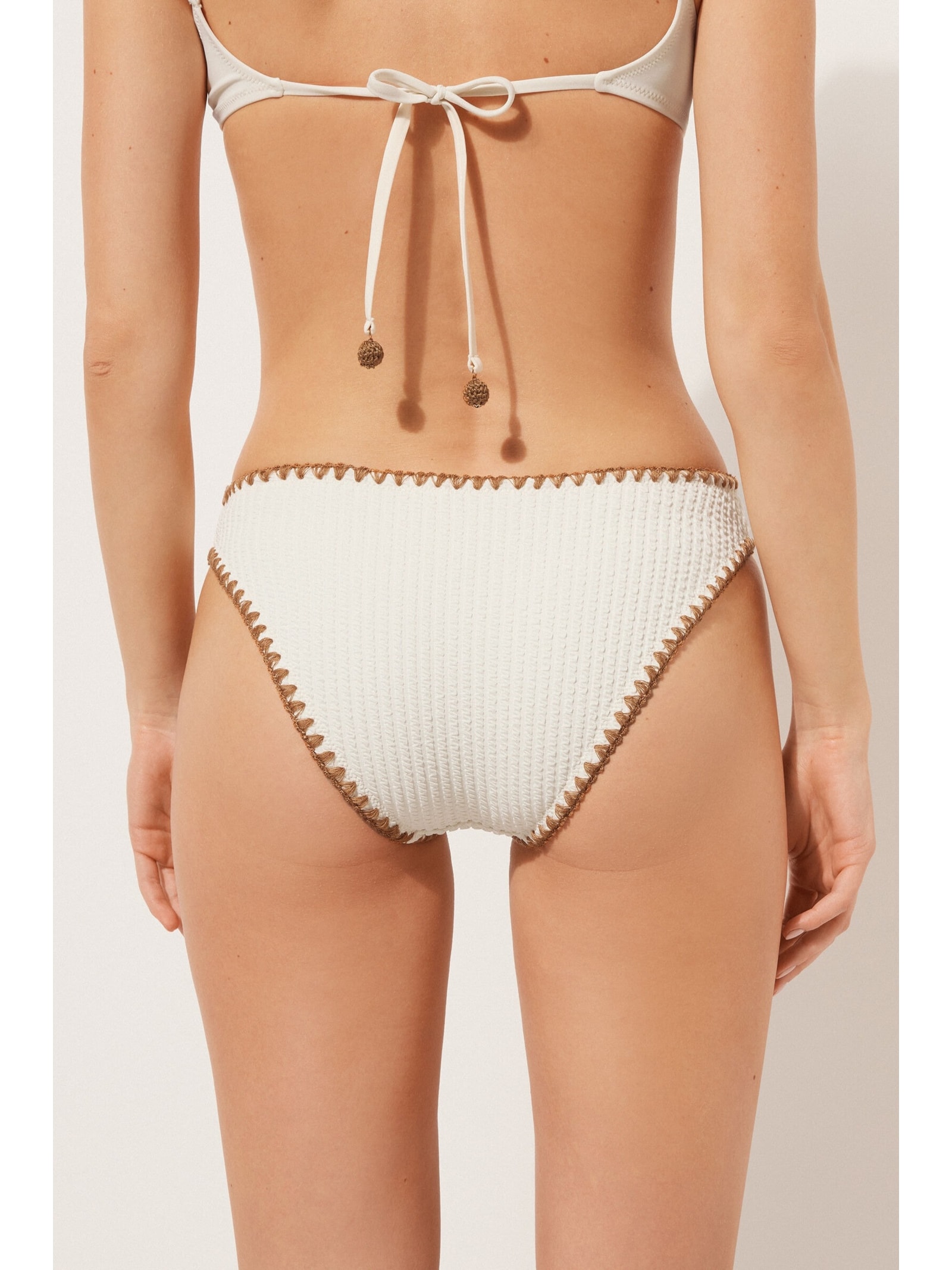 Calcinha De Biquíni Bicolor Off-White Calzedonia