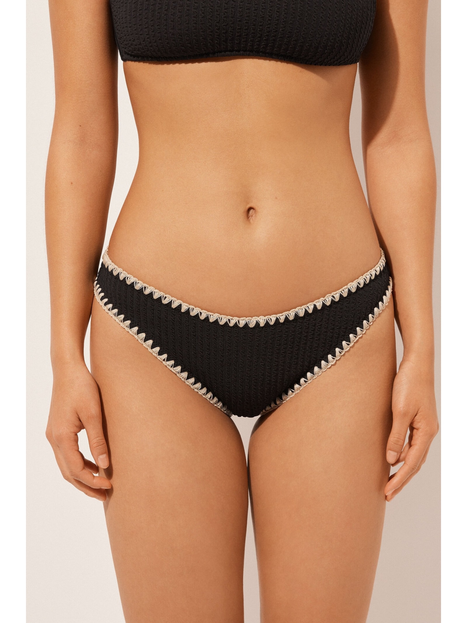 Calcinha De Biquíni Bicolor Preto Calzedonia