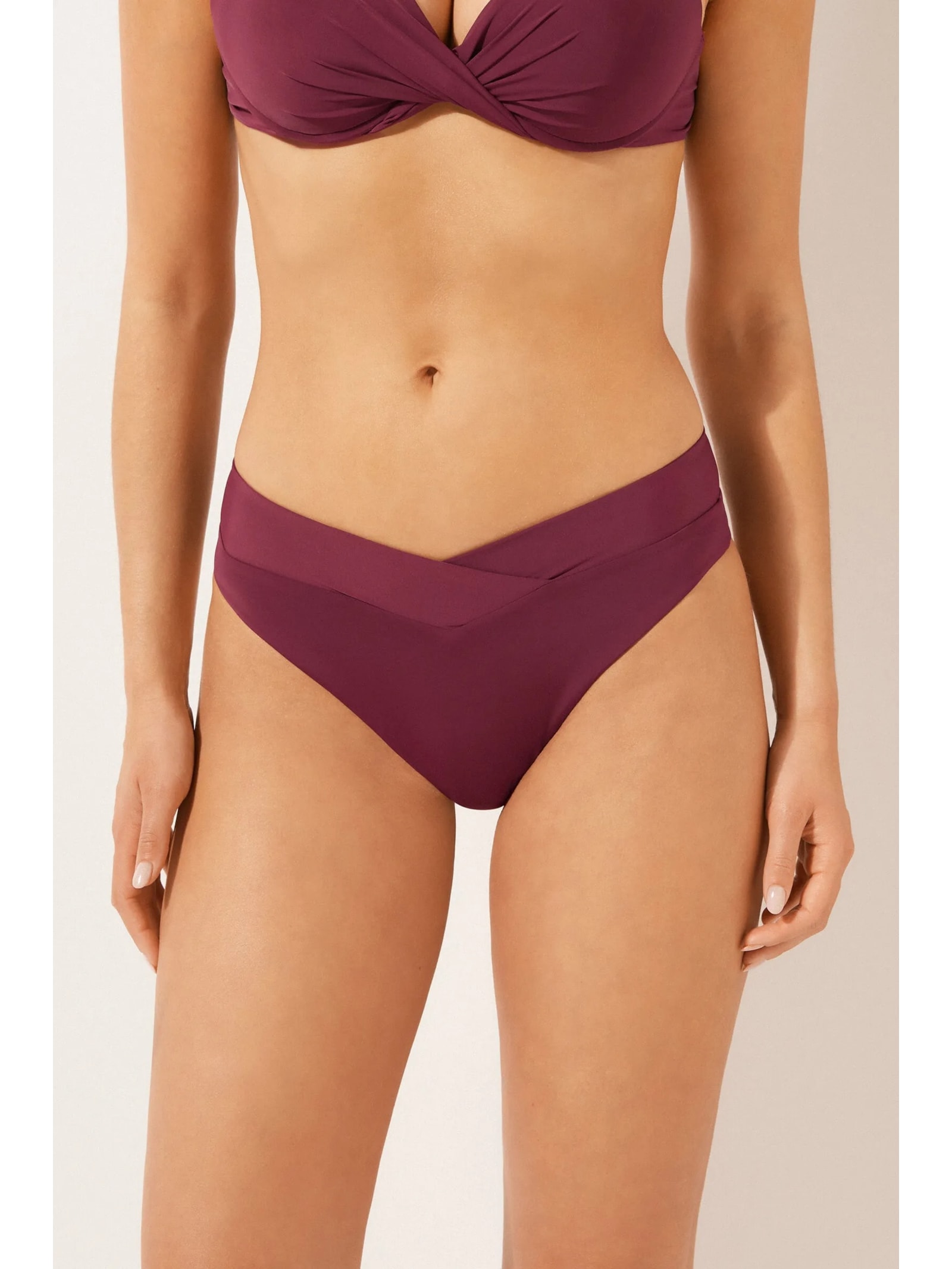 Calcinha De Biquíni Brasileira Cintura Alta Indonésia Bordô Calzedonia