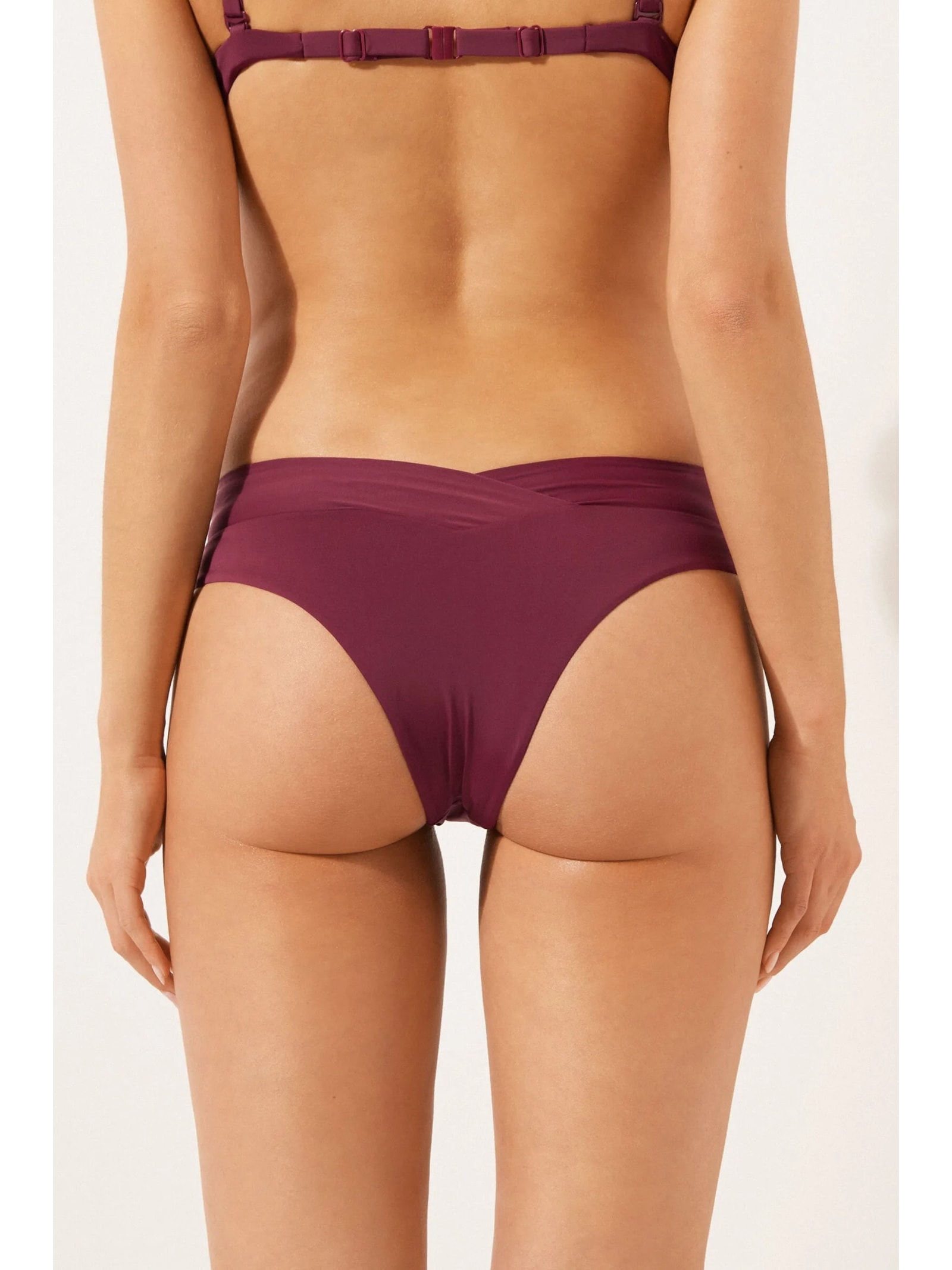 Calcinha De Biquíni Brasileira Cintura Alta Indonésia Bordô Calzedonia