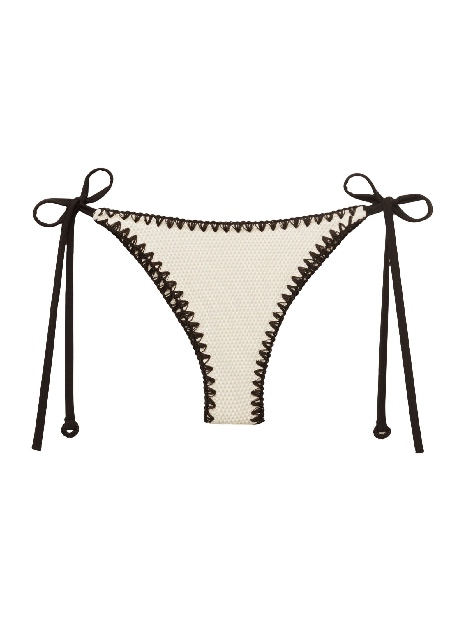 Calcinha De Biquíni Brasileira Com Amarração Bicolor Embroidery Off-White Calzedonia