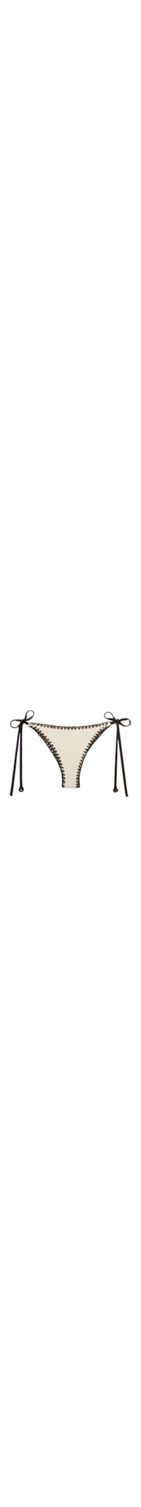 Calcinha De Biquíni Brasileira Com Amarração Bicolor Embroidery - Off-White