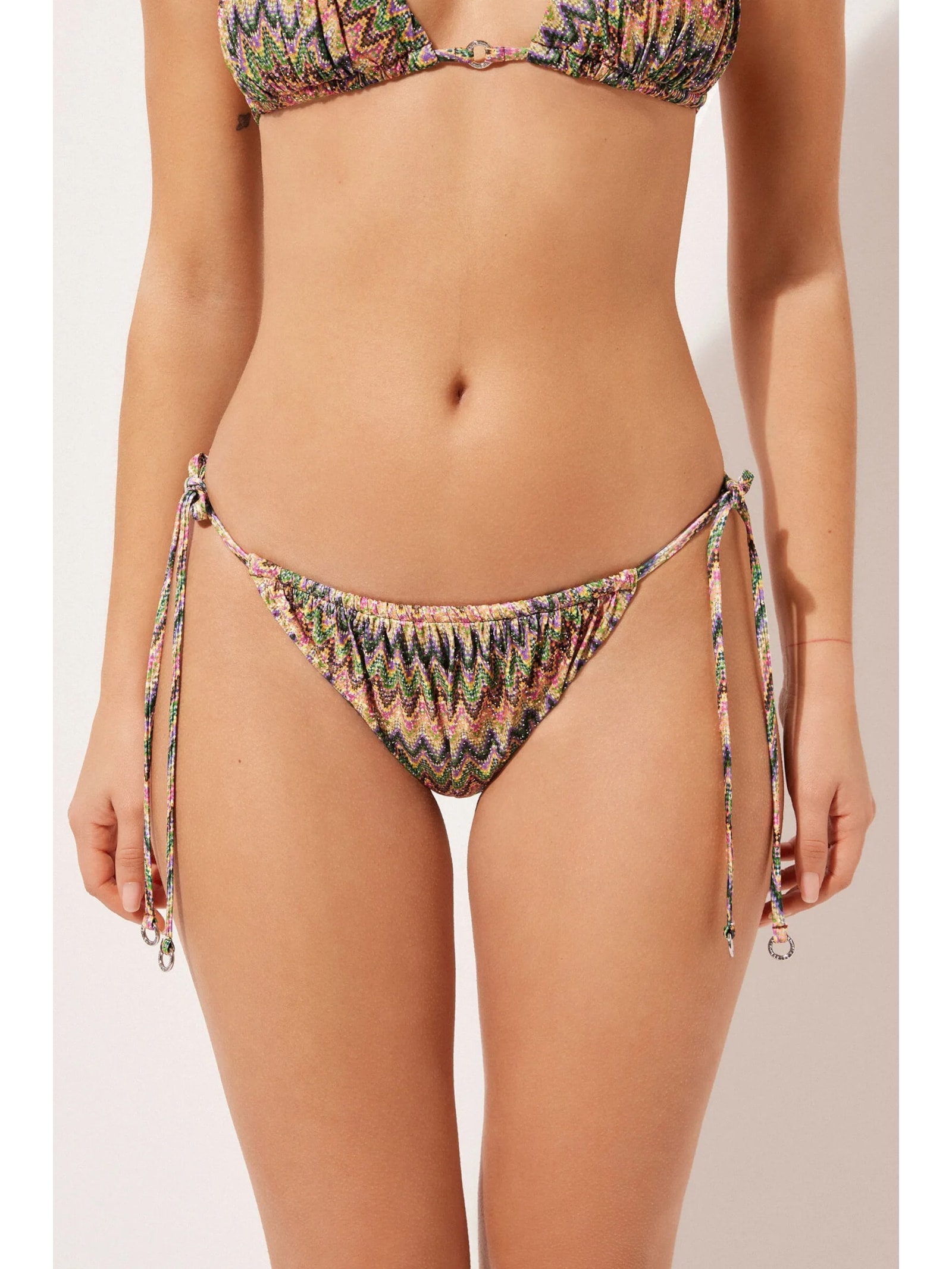 Calcinha De Biquíni Brasileira Com Amarração Bright Optical Laranja Calzedonia