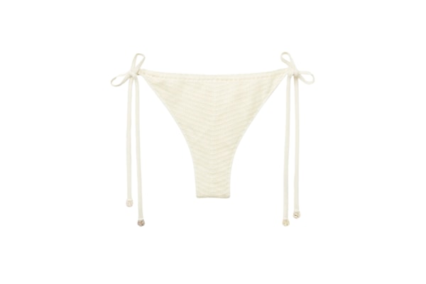 Calcinha De Biquíni Brasileira Com Amarração Classic Crochet - Off-White