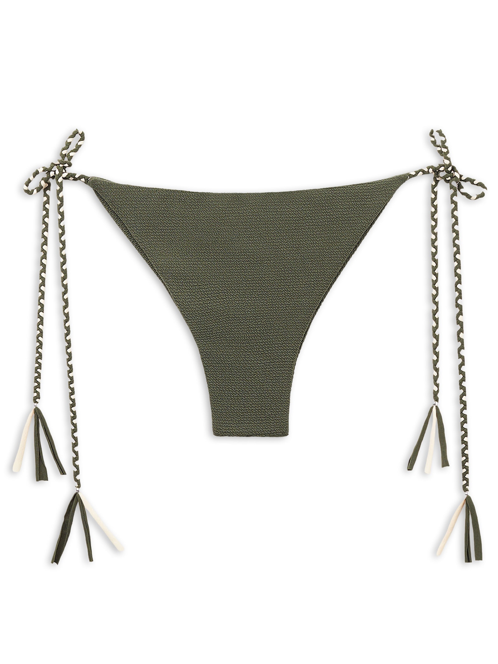 Calcinha De Biquíni Brasileira Com Amarração Crinkle Twist Verde Calzedonia