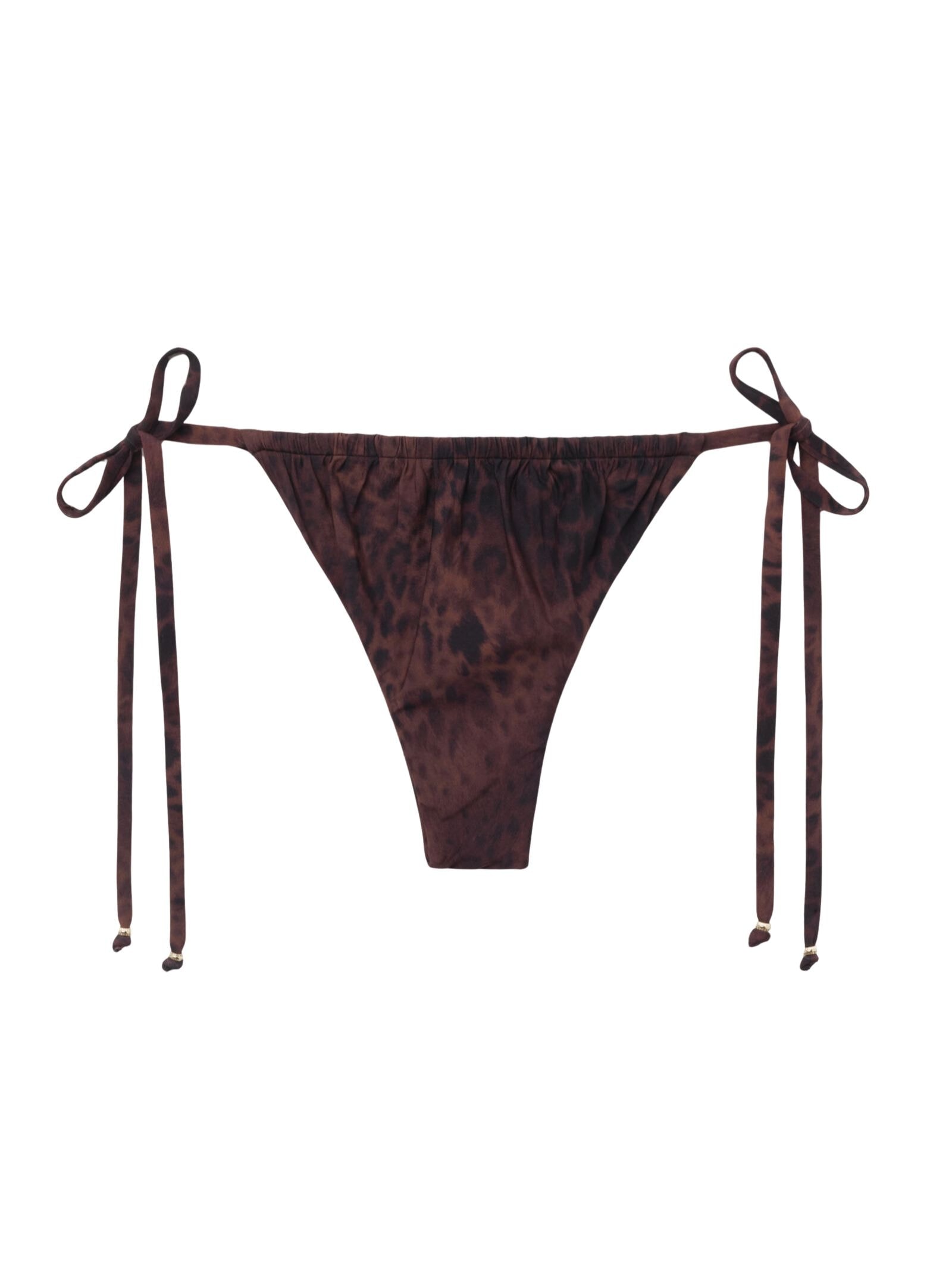 Calcinha De Biquíni Brasileira Com Amarração Dark Animalier Marrom Calzedonia