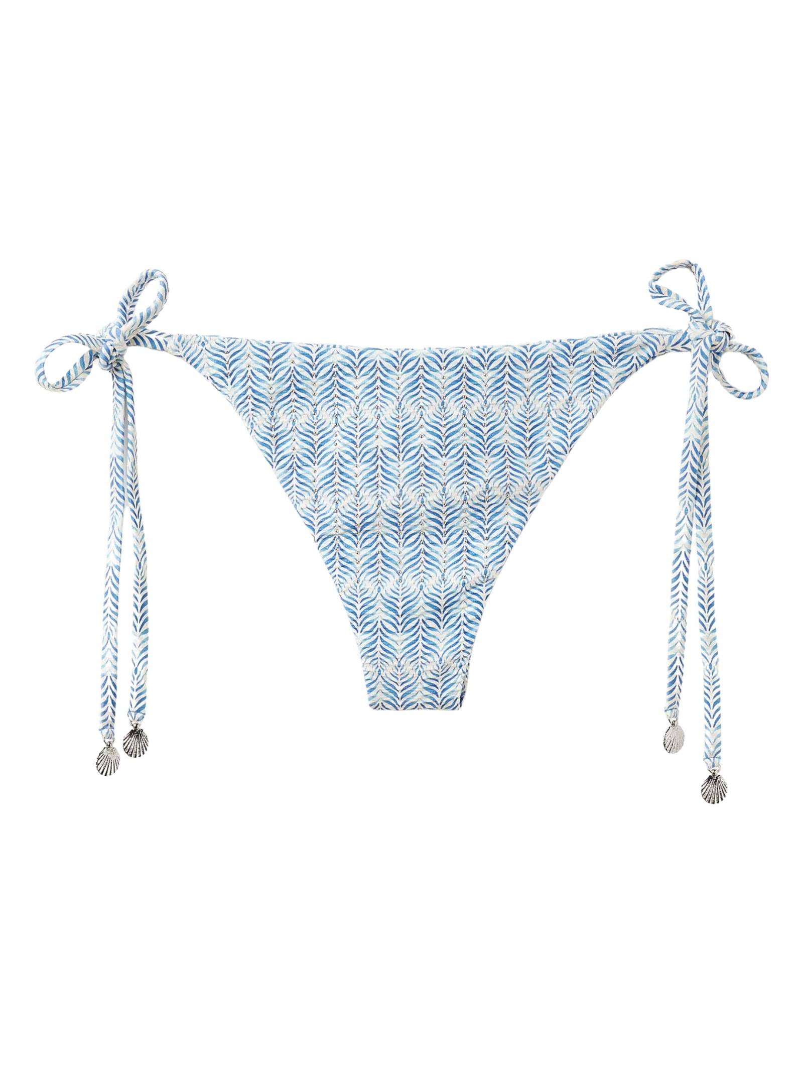 Calcinha De Biquíni Brasileira Com Amarração Delicate Geometric Azul Calzedonia