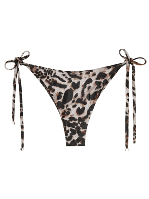 Calcinha De Biquíni Brasileira Com Amarração Elegant Animalier – Marrom