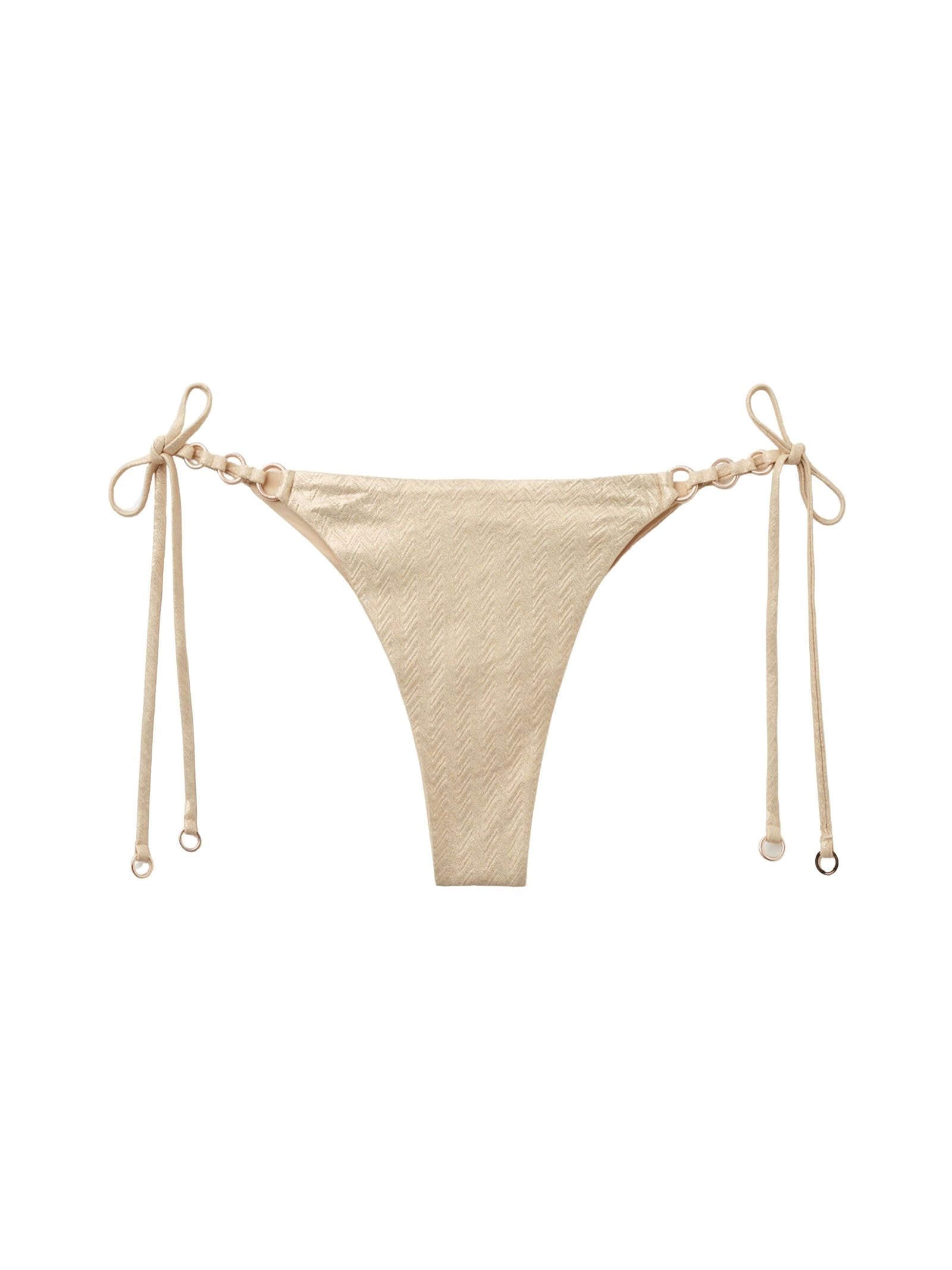 Calcinha De Biquíni Brasileira Com Amarração Gold Waves Bege Calzedonia