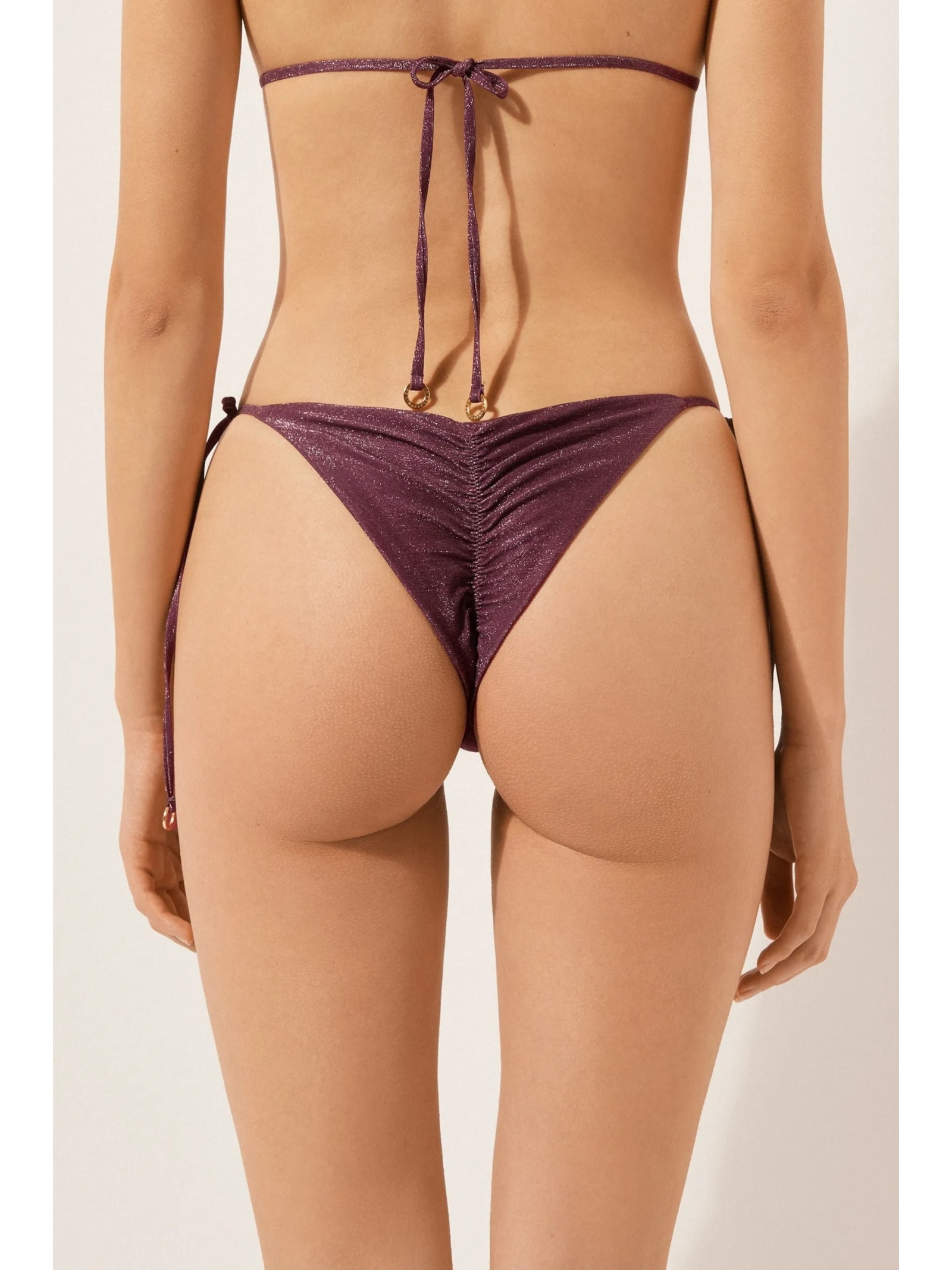 Calcinha De Biquíni Brasileira Com Amarração Golden Glow Roxo Calzedonia