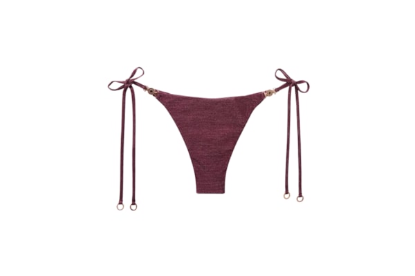 Calcinha De Biquíni Brasileira Com Amarração Golden Glow - Roxo