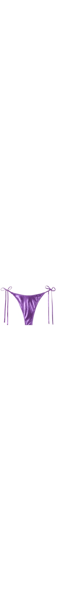 Calcinha De Biquíni Brasileira Com Amarração Metallic Skin - Roxo