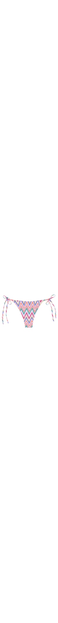 Calcinha De Biquíni Brasileira Com Amarração Multicolor Chevron - Rosa