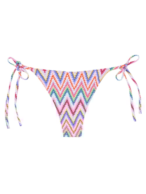 Calcinha De Biquíni Brasileira Com Amarração Multicolor Chevron – Rosa