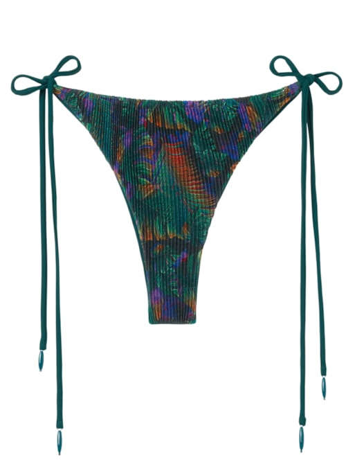 Calcinha De Biquíni Brasileira Com Amarração Night Foliage – Verde