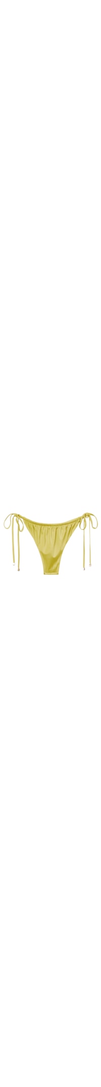 Calcinha De Biquíni Brasileira Com Amarração Shiny Satin - Amarelo