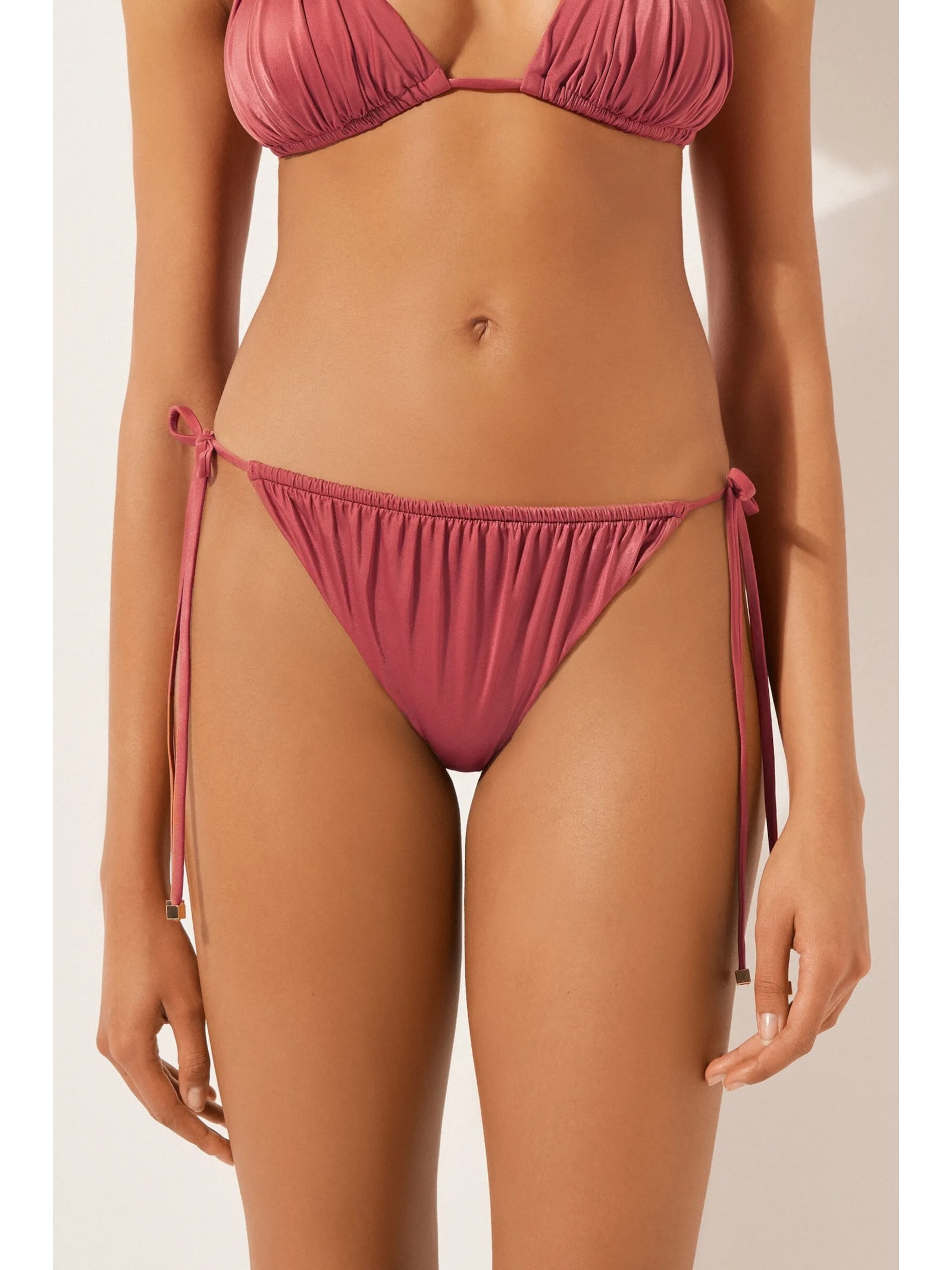 Calcinha De Biquíni Brasileira Com Amarração Shiny Satin Laranja Calzedonia