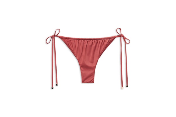 Calcinha De Biquíni Brasileira Com Amarração Shiny Satin - Laranja