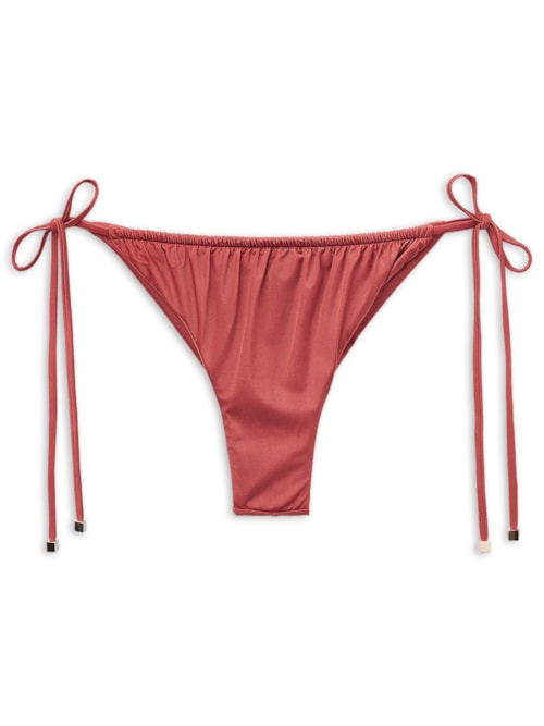 Calcinha De Biquíni Brasileira Com Amarração Shiny Satin – Laranja