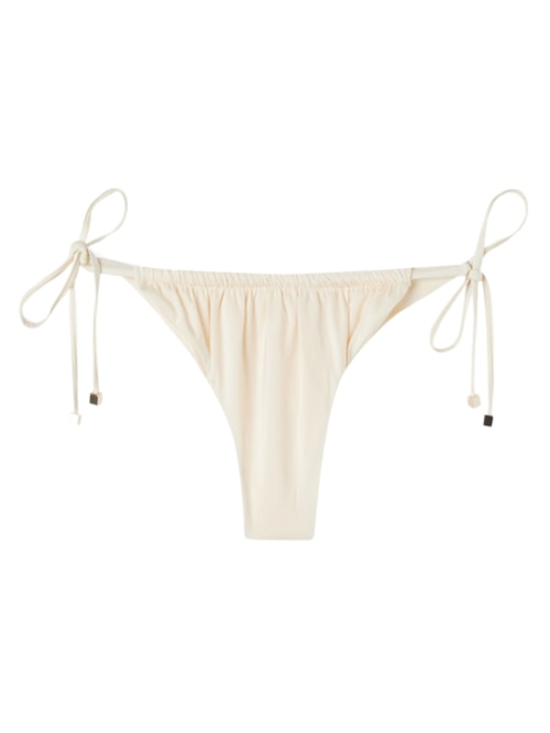 Calcinha De Biquíni Brasileira Com Amarração Shiny Satin – Off-White