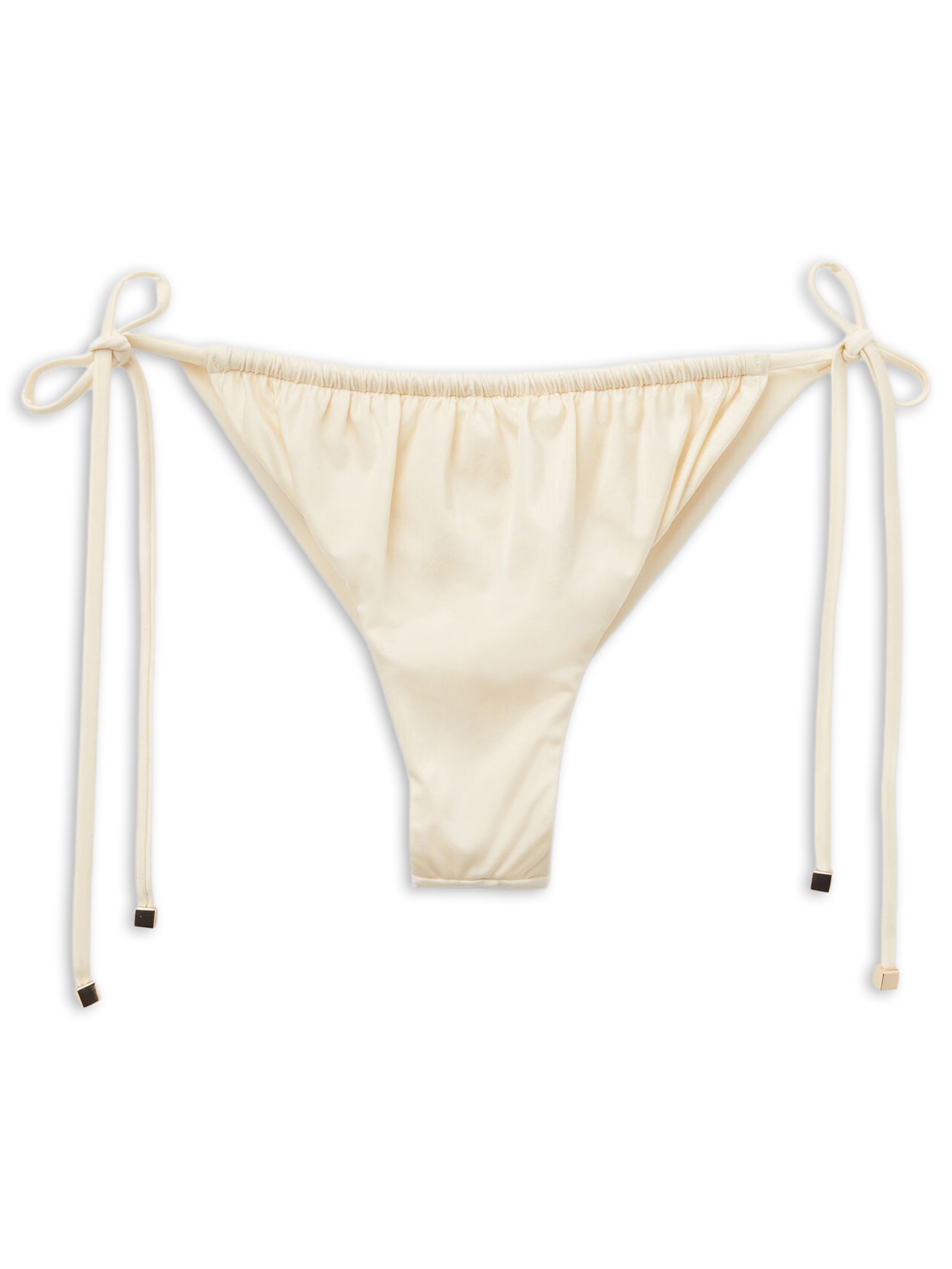 Calcinha De Biquíni Brasileira Com Amarração Shiny Satin Off-White Calzedonia