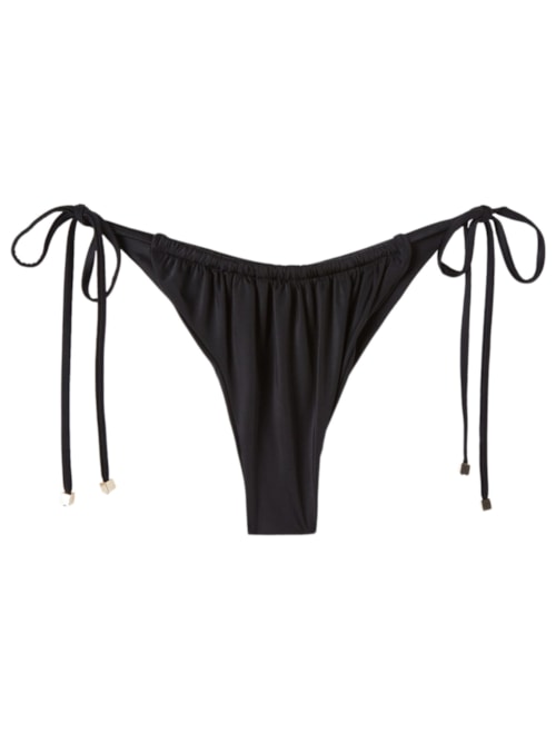 Calcinha De Biquíni Brasileira Com Amarração Shiny Satin – Preto