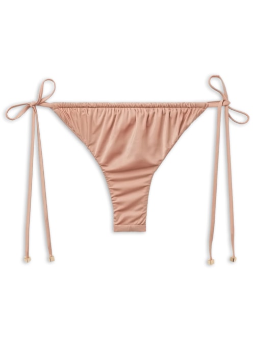 Calcinha De Biquíni Brasileira Com Amarração Shiny Satin – Rosa