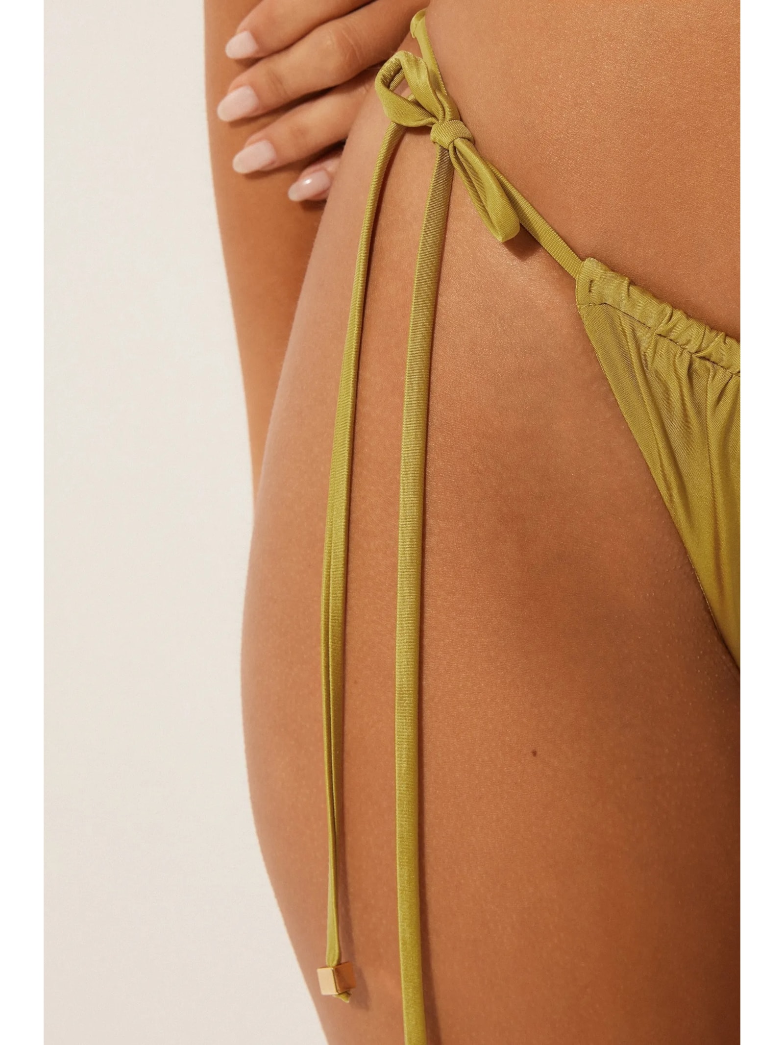 Calcinha De Biquíni Brasileira Com Amarração Shiny Satin Verde Calzedonia