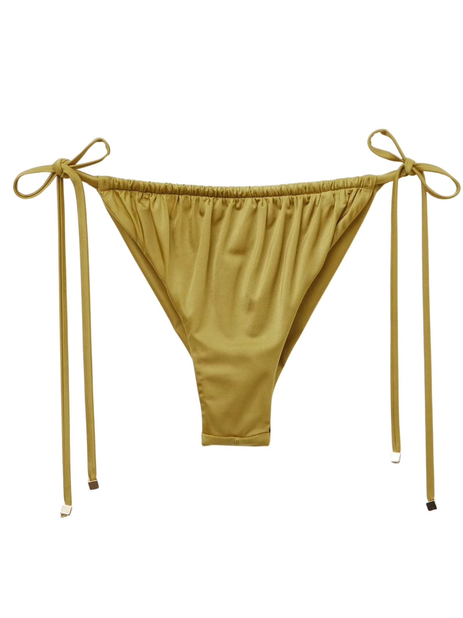 Calcinha De Biquíni Brasileira Com Amarração Shiny Satin Verde Calzedonia