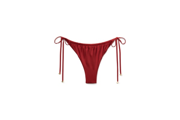 Calcinha De Biquíni Brasileira Com Amarração Shiny Satin - Vermelho