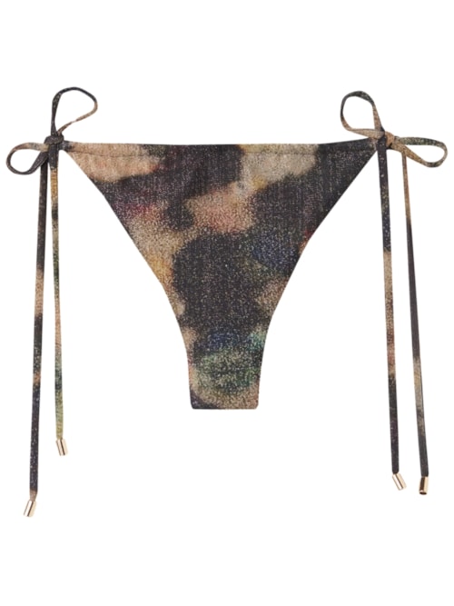 Calcinha De Biquíni Brasileira Com Amarração Sparkling Camouflage – Marrom