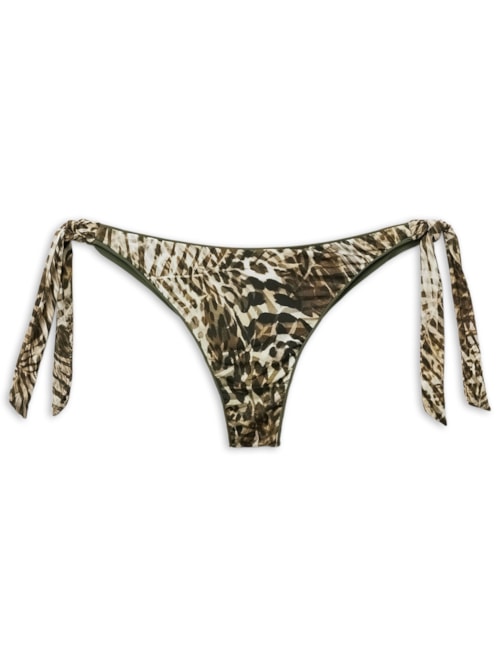 Calcinha De Biquíni Brasileira Com Amarração Tropical Animalier – Verde