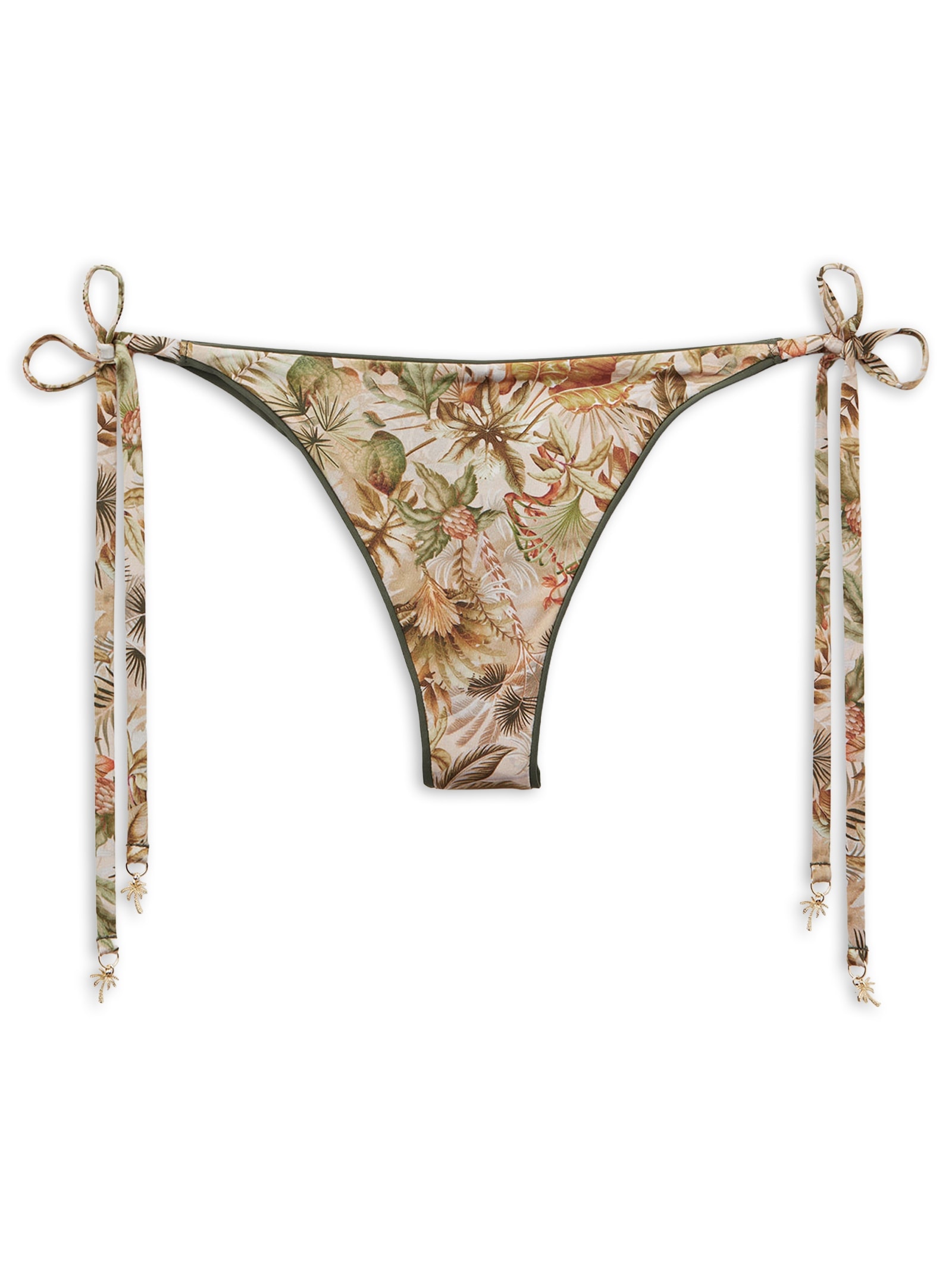 Calcinha De Biquíni Brasileira Com Amarração Tropical Foliage Verde Calzedonia