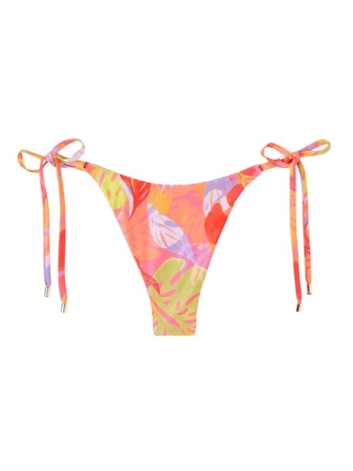 Calcinha De Biquíni Brasileira Com Amarração Tropical Pop – Laranja
